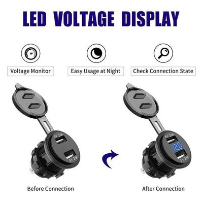 12Volt Dual USB Car Charger Socket 5V 2.1A For Car Bus Motorcycle Boat Charging