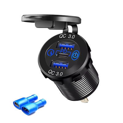 12-24V Outlet 3 Ports USB Fast Charger Socket Power Bus Seat Accessories PD3.0 Type-c USB Charger 12 24v Car Charger Usb c