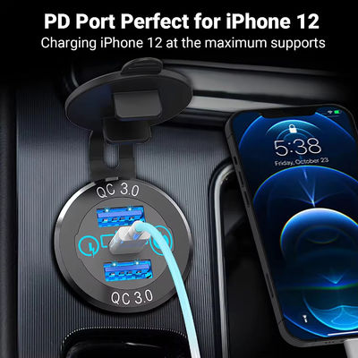 12-24V Outlet 3 Ports USB Fast Charger Socket Power Bus Seat Accessories PD3.0 Type-c USB Charger 12 24v Car Charger Usb c
