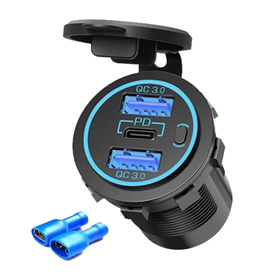 خرید آداپتور روشن کننده سیگار 12 ولت USB PD Type C QC3.0 شارژر سریع ماشین برای اندروید تولید آنلاین