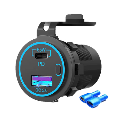 주문 12/24v 매립형 소켓 듀얼 USB-A / USB-C QC3.0 PD65W 시가 라이터 소켓 온라인 제조
