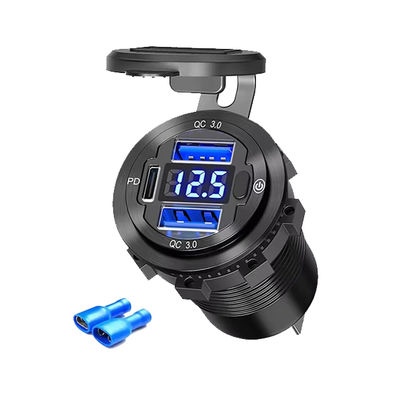 Buy Fast Car Charger Type C Power Outlet UBS For Car  With Voltmeter online manufacture