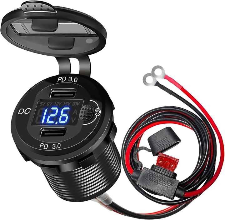 12V USB C Aluminum Car Charger Promo Dual PD3.0 Ports Built In Socket Adapter