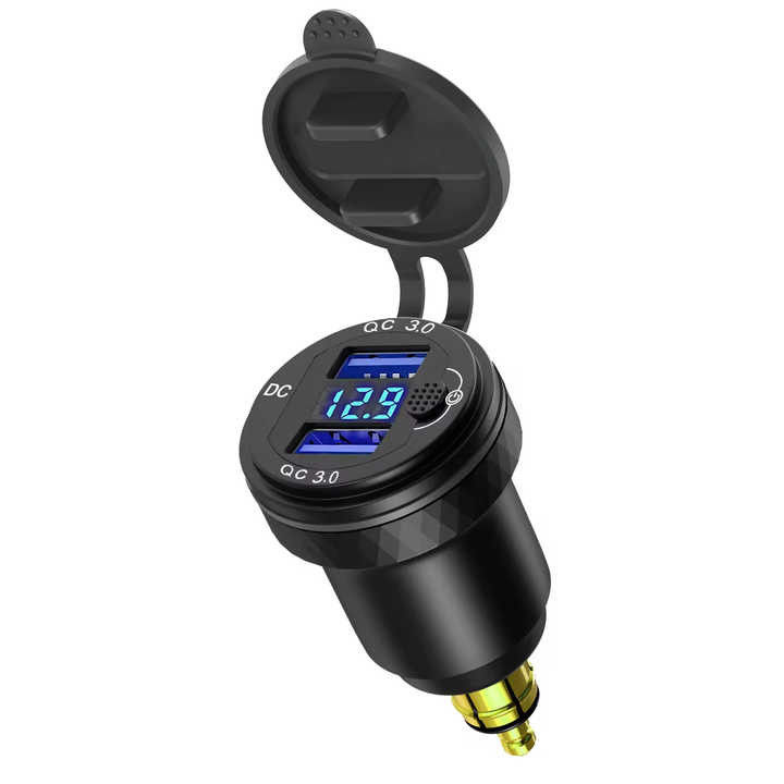 Wodaodporny QC3 0 36W Aluminiowy ładowarka samochodowa Monitor napięcia Przełącznik 12-24V