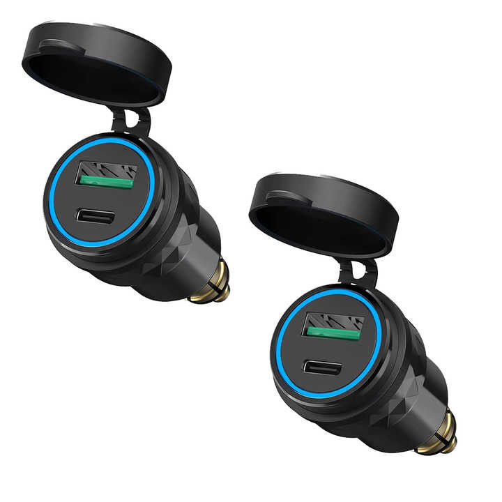 PD QC3.0 Two Port Motorcycle Cell Phone Charger Waterproof With Safety Protection