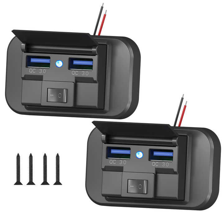 2 Pack 36W QC3.0 RV Dual Port USB Charging Outlet For Boats And Trucks