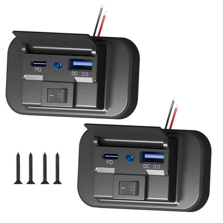 54W QC3.0+PD Dual USB RV USB Charger With Switch For Multi Vehicle