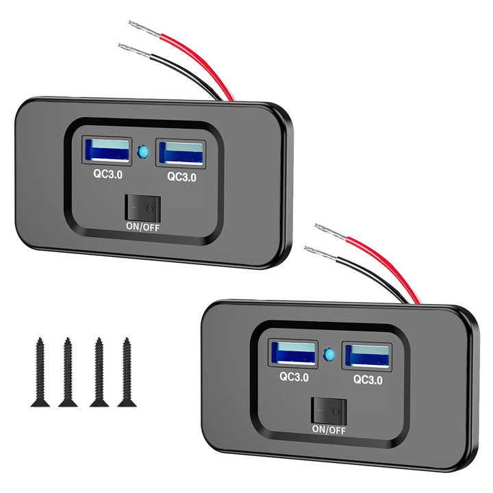 36W QC3.0 RV Phone Charging Station Two Ports Compact Wall Mount Design