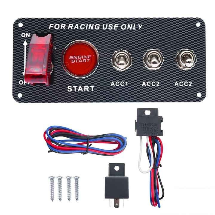 5 In 1 Carbon Fiber 12V Ignition Switch Panel For RV Truck Racing