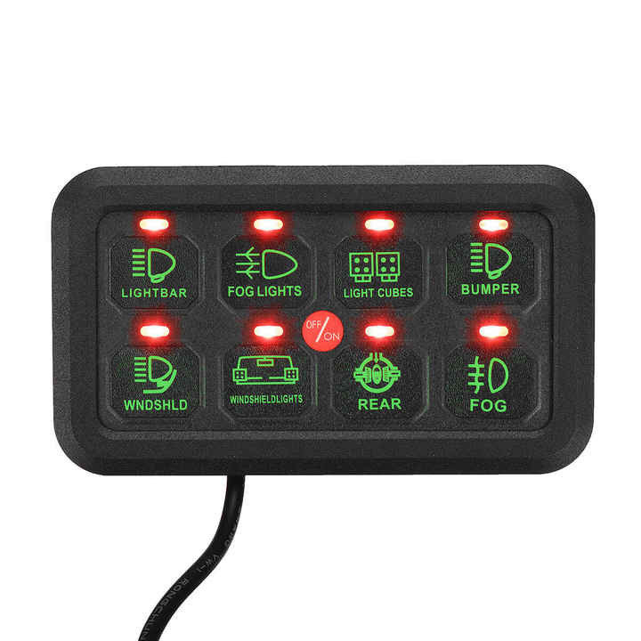 80A 8 Gang Switch Panel LED Light Relay Circuit Control Box Mobil Kapal Laut 12V 24V
