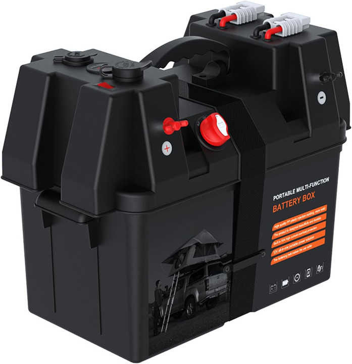 12-24V Portable Marine Battery Smart Box Heavy Duty Camping Retrofit Battery Control Box