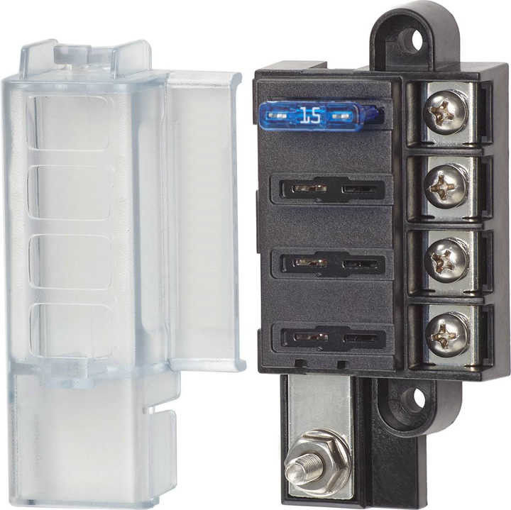 M4 Screw Compact 4 Circuit ST Blade Fuse Block Cover Terminals 3.64"W 1.73"H