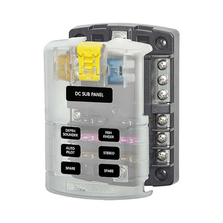 M4 Screw 6 Blade Fuse Block Cover Terminals 4"W 2"H Waterproof Fuse Panel