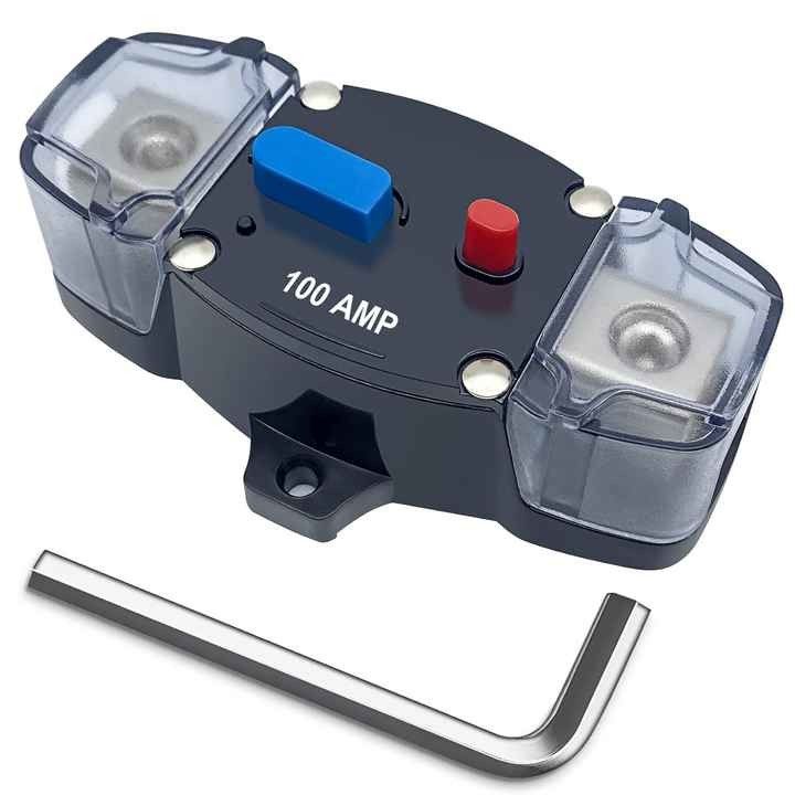 100-300A Manual Reset Circuit Breaker 12-48VDC Inline Fuse Block 0-8 AWG
