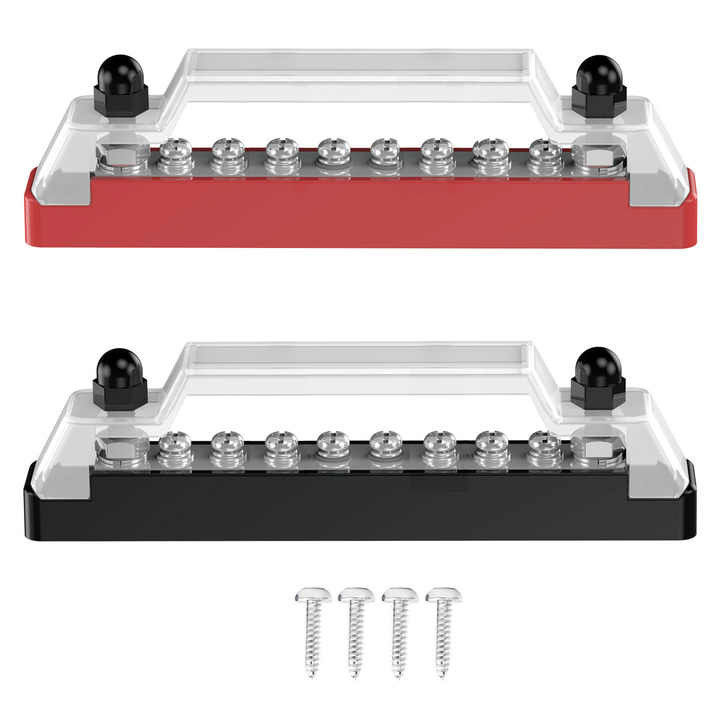 12V 100A Mini Power Distribution Terminal Bus Bar Max DC-150A 48V Cover 2M6+8M4 Posts
