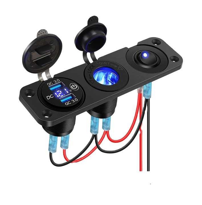 Innovative 36W QC3.0 Dual USB Car Charger Voltage 12-24V Switch Design