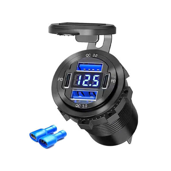 Safety Quad USB Car Charger Socket Dual PD QC3.0 Fast Charging Car Charger