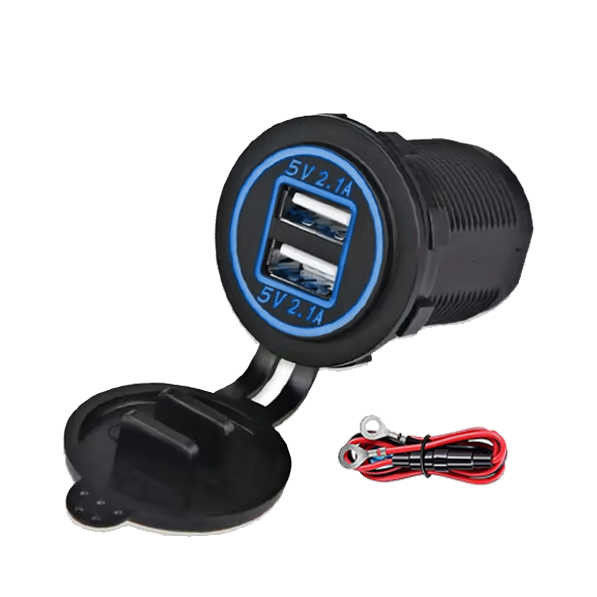 Three Colour LED Car Charger Socket 5V 2.1A Dual USB Port Car Charger