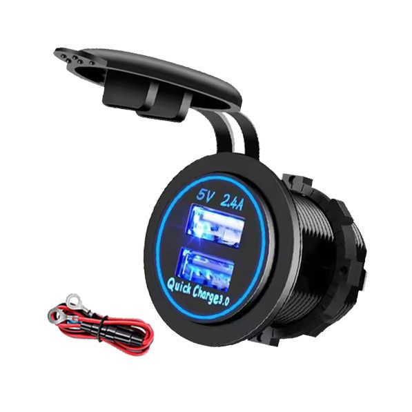 Fast Car USB Charger QC3.0 5V 2.4A Dual Port Vehicle Marine Bus USB Charger