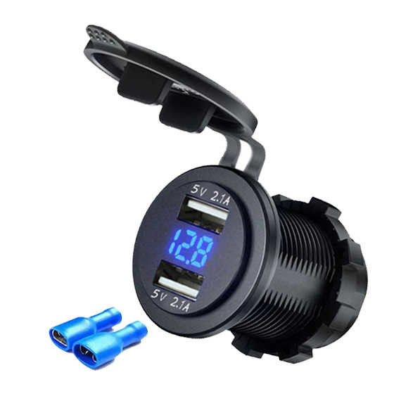 12Volt Dual USB Car Charger Socket 5V 2.1A For Car Bus Motorcycle Boat Charging
