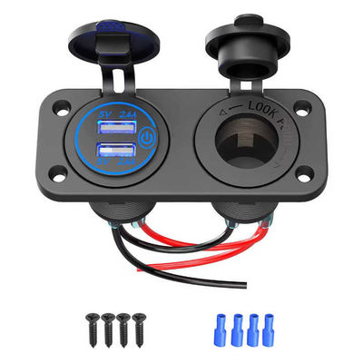 Double QC2.0 USB Car Fast Charger 12-24V Cigarette Lighter Switch
